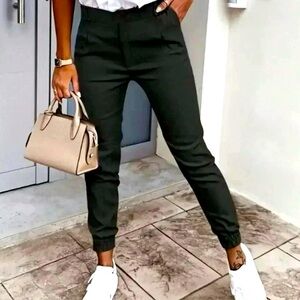 Black Casual Women's Minimalist Pants